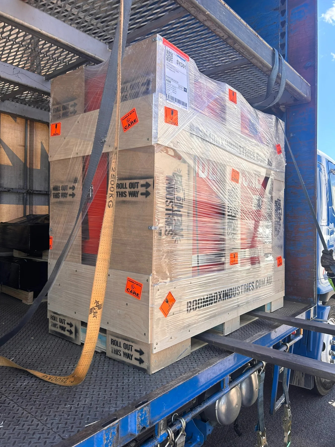 BoomBox packed for long-distance and international freight