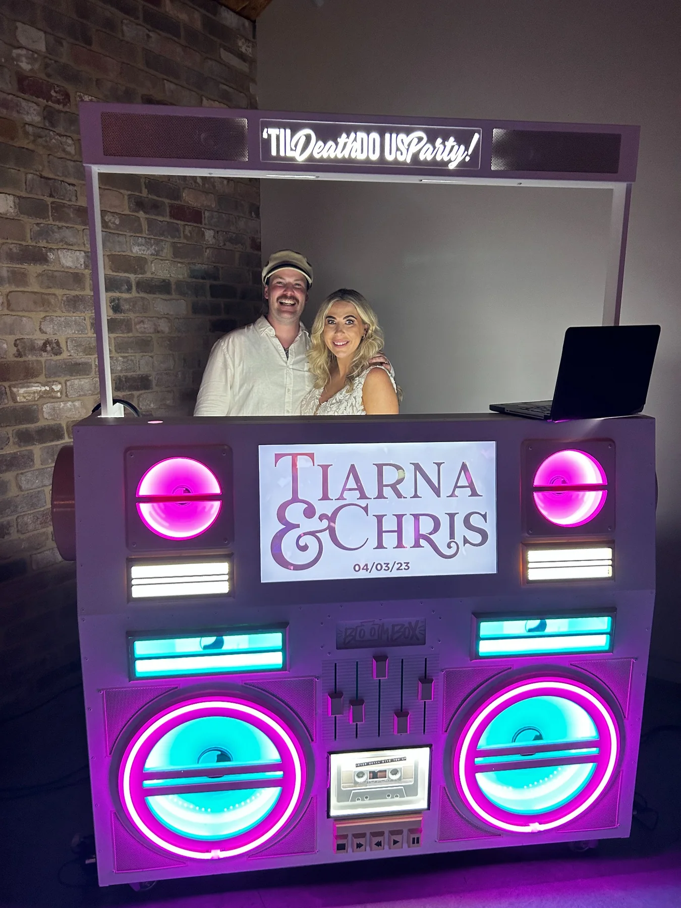 Custom BoomBox entertainment booth at a wedding